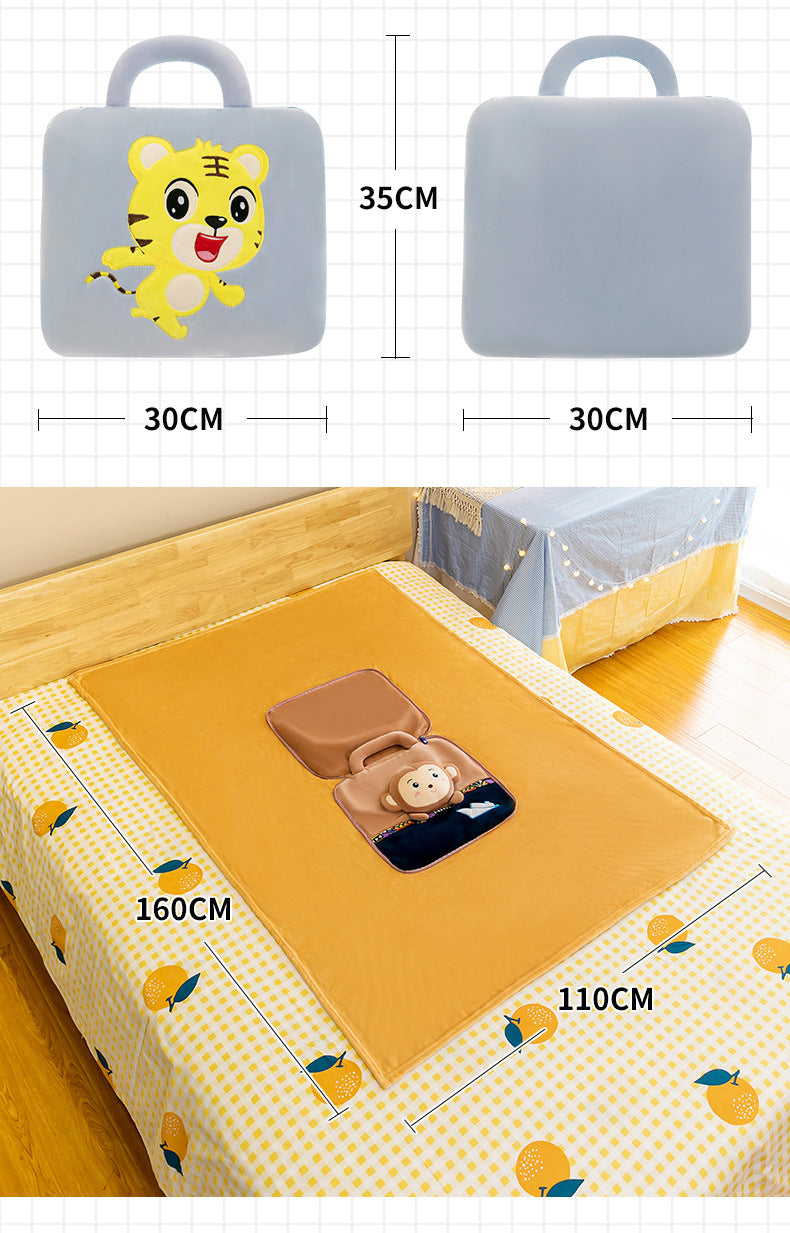 3-in-1 Cartoon Cushion Blanket β Plush Pillow & Travel Blanket