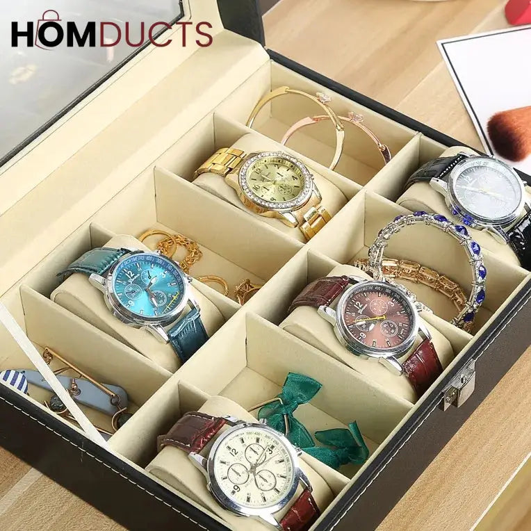 12 Slots Leather Watch Organizer J & C