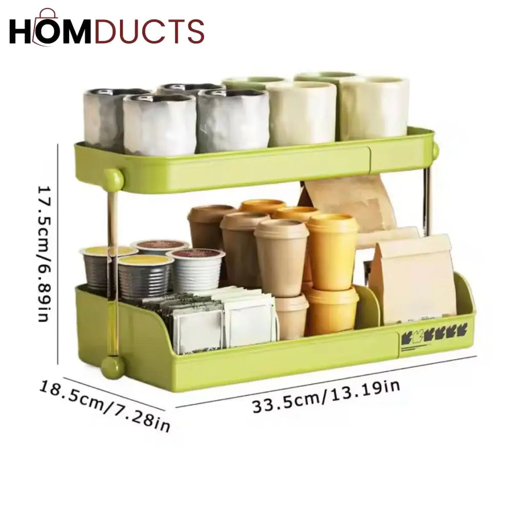 2-Tier Desktop Coffee Mug & Cup Storage Shelf - Multifunctional Organizer for Home & Office