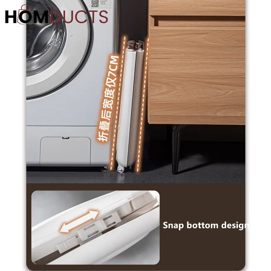 2-Tier Rolling Laundry Basket with Handle – Folding Star-Cut Clothes Hamper Trolley