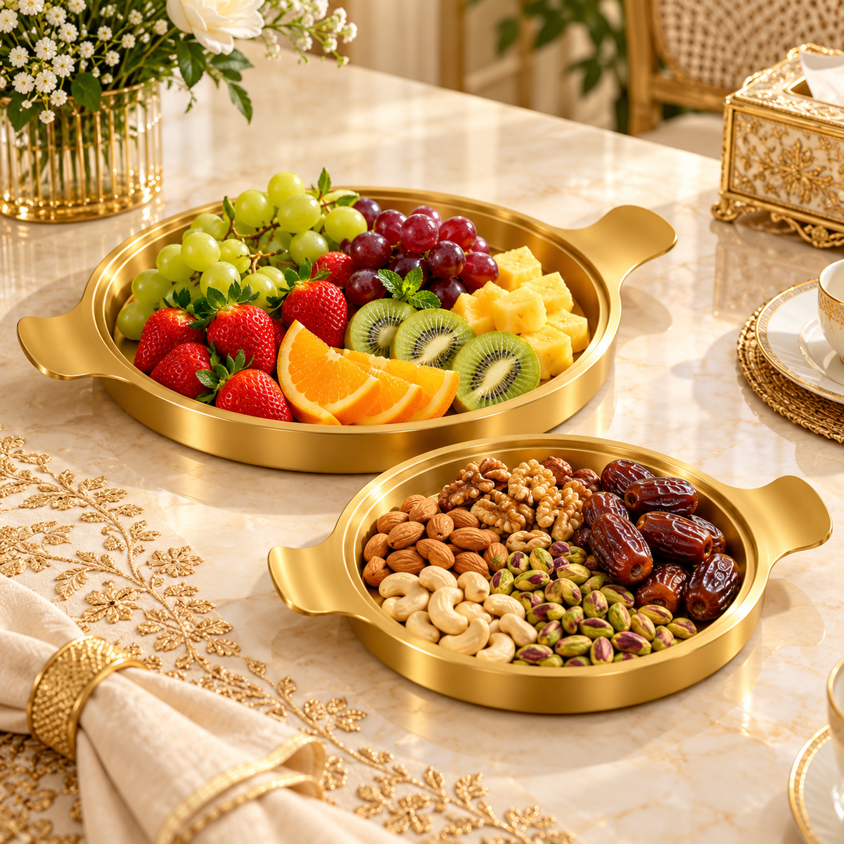 Round Gold Butterfly Serving Tray