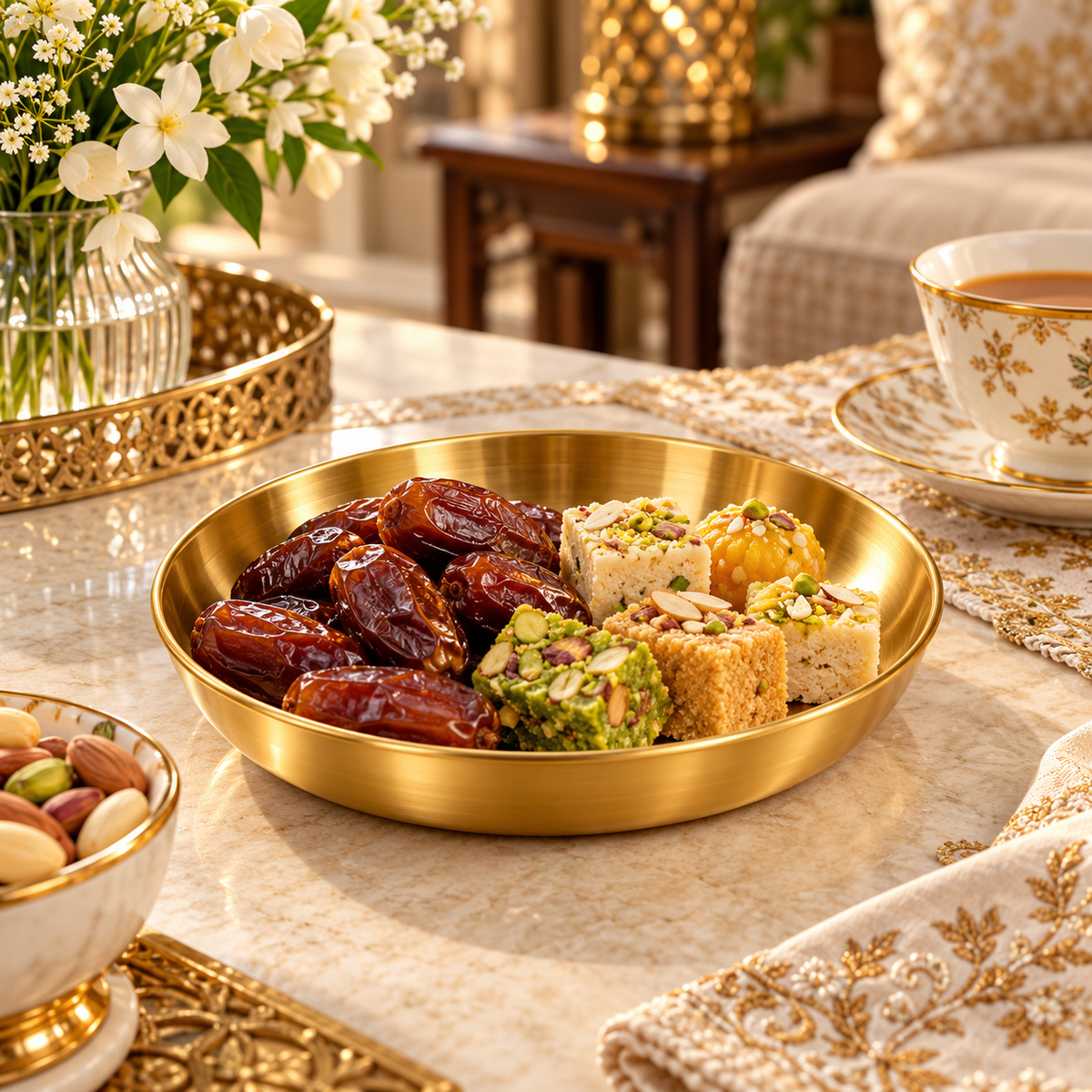 Small Gold Stainless Steel Serving Plate – 15 cm