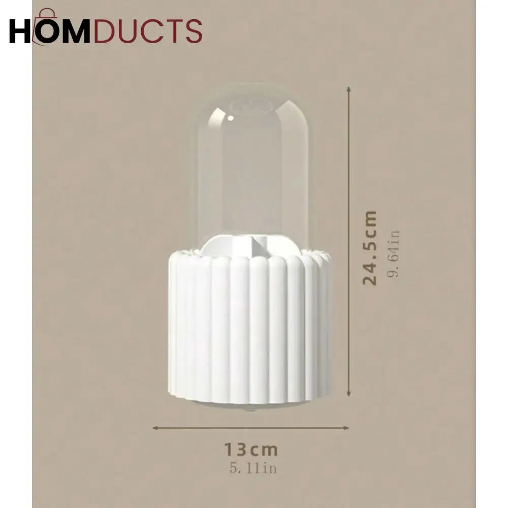 360° Rotating Makeup Brush Organizer with Dome Cover