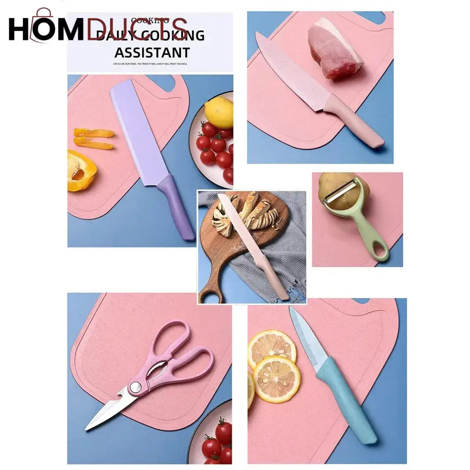 6 Pcs Stainless Steel Colorful Knife Set