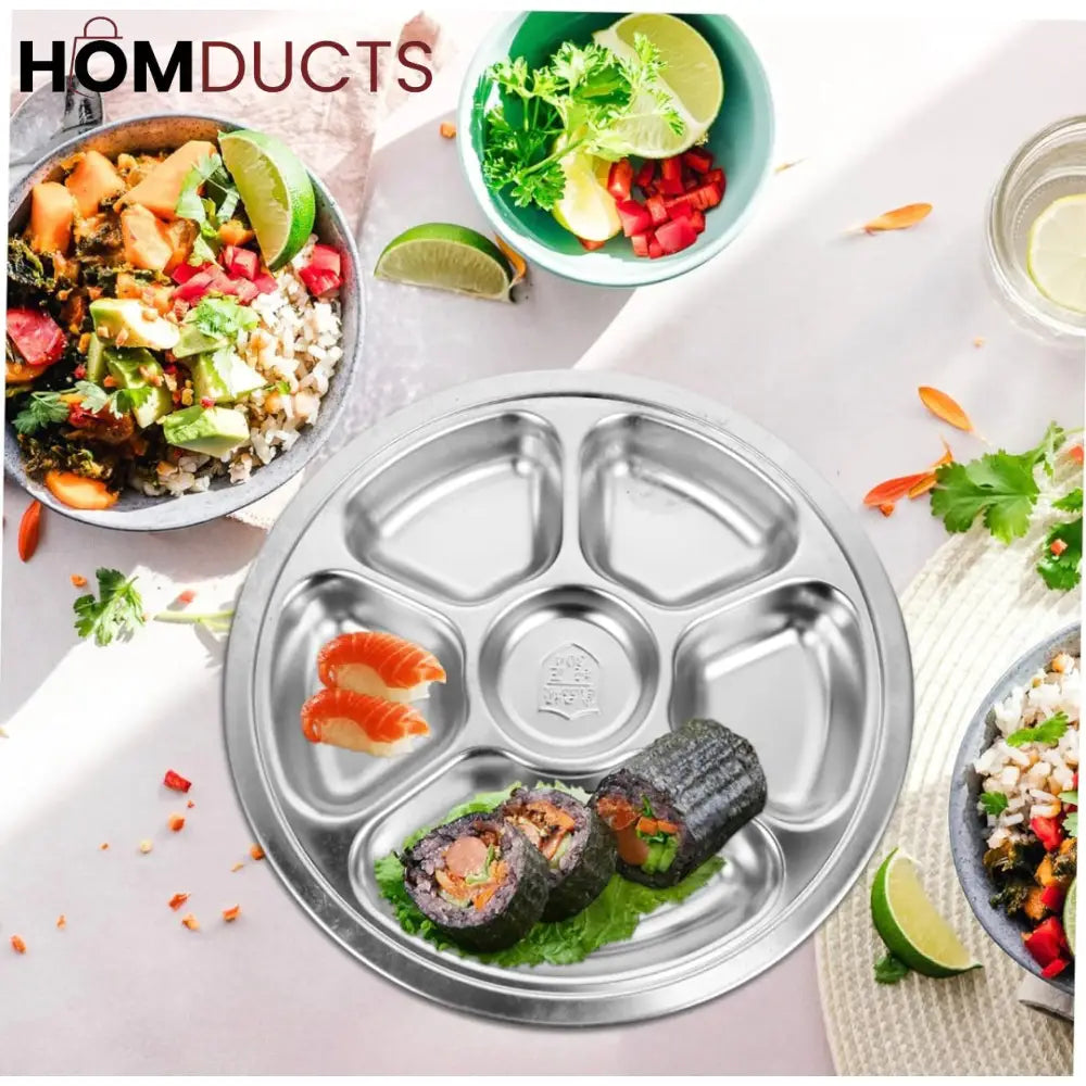 6 Portion Stainless Snack Plate