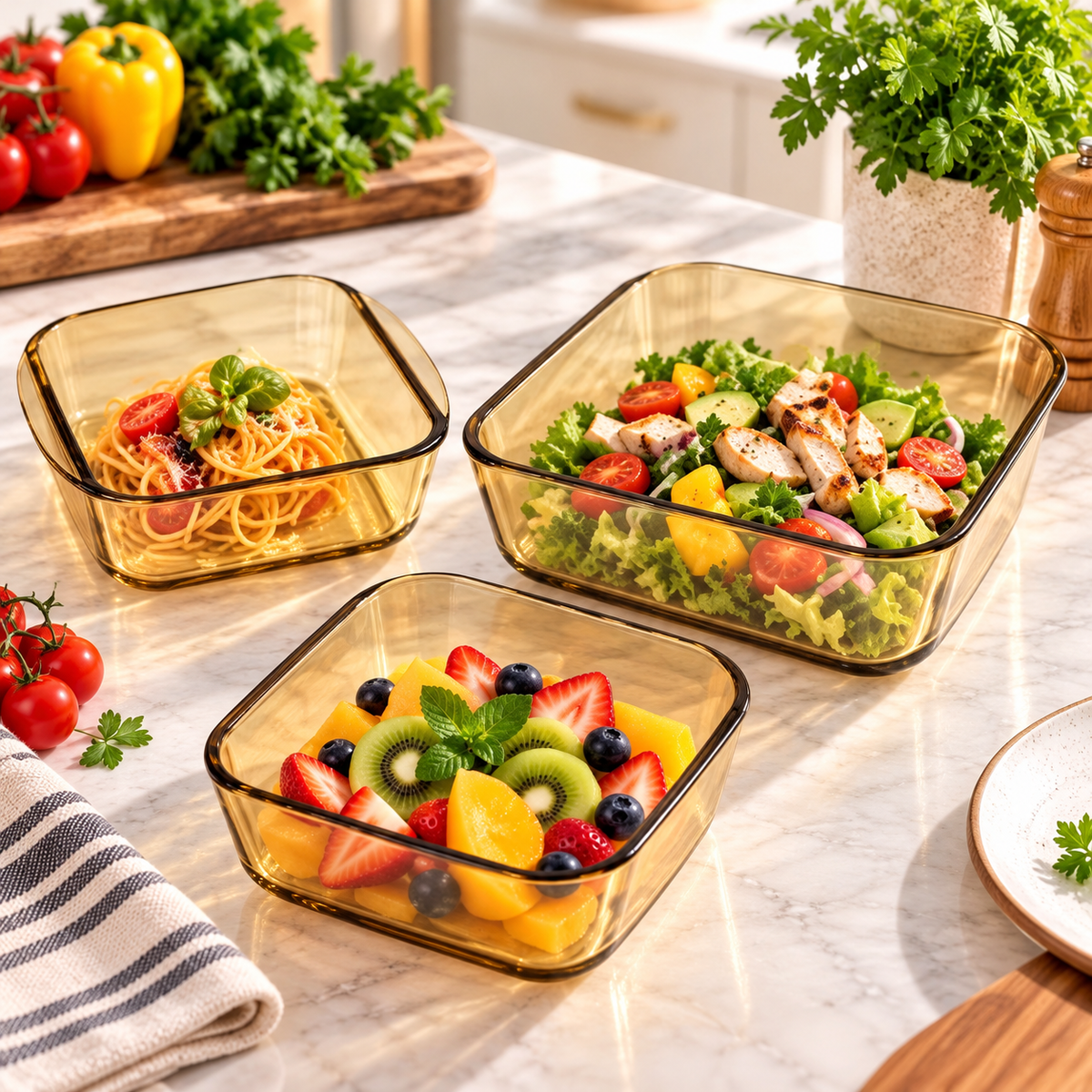 1L Square Heat-Resistant Glass Baking Dish