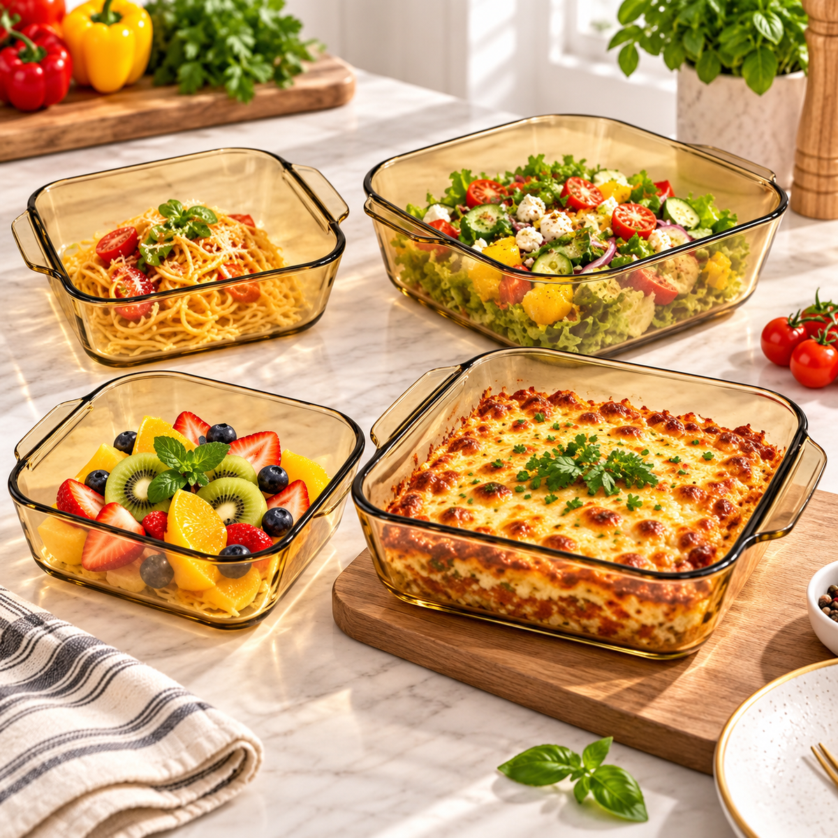 1.6L Square Heat-Resistant Glass Baking Dish