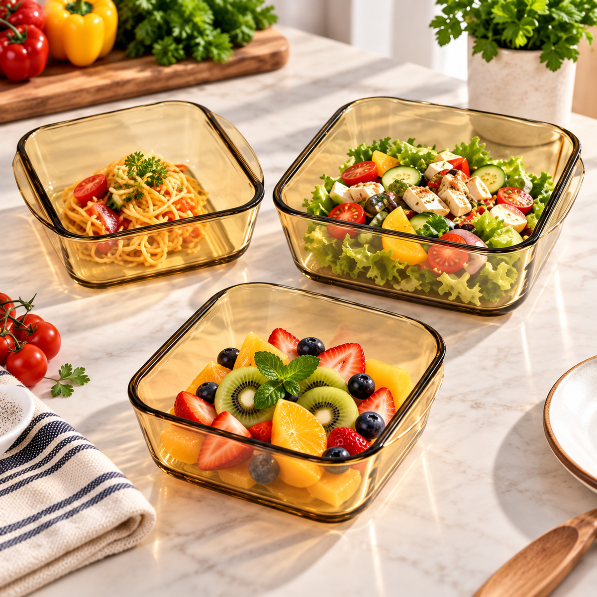 2L Square Heat-Resistant Glass Baking Dish