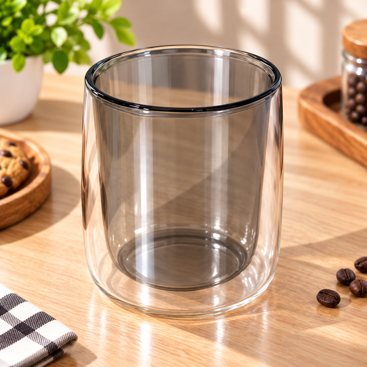 Smoky Double-Wall Glass Tumbler