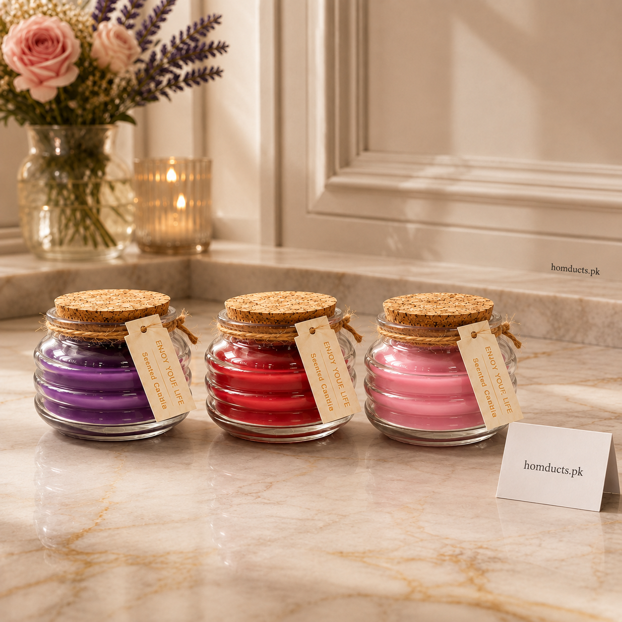 Premium Aromatherapy Scented Candle in Glass Jar with Cork Lid – Random Color, 1 Pc