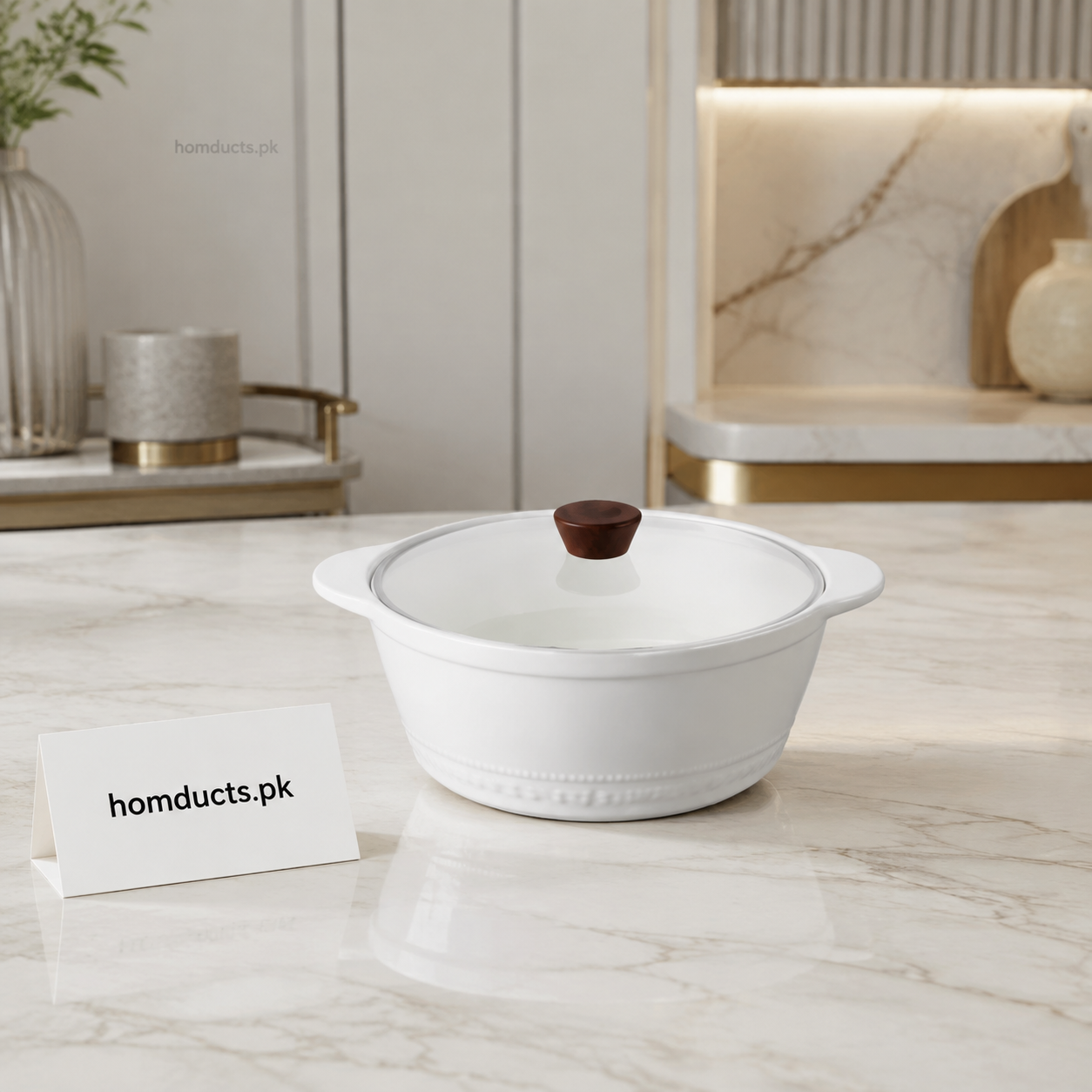 Danny Home 1L Premium Porcelain Soup Pot with Lid – Luxury Ceramic Casserole & Serving Dish