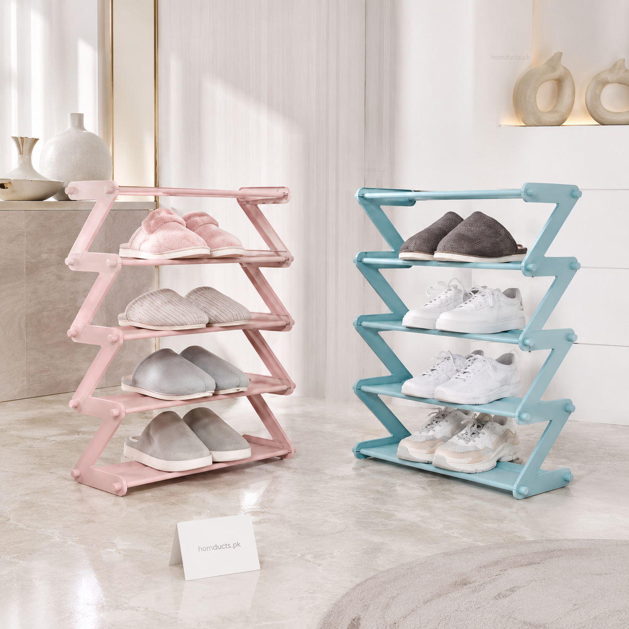 4-Tier Foldable Shoe Rack – Space Saving Multi-Layer Shoe Organizer Stand