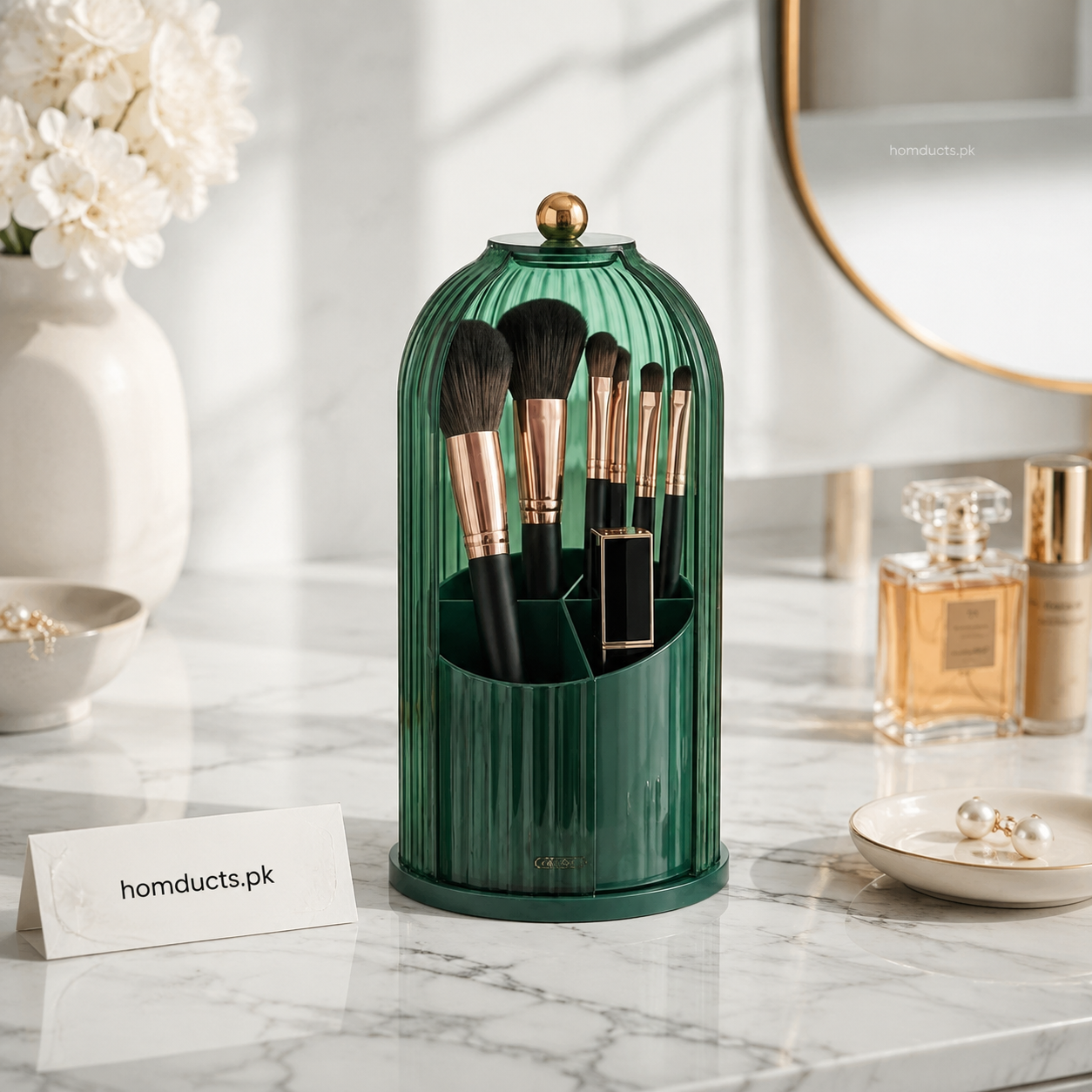 Luxury Dustproof Makeup Organizer with Lid – Cosmetic Brush & Beauty Storage Holder