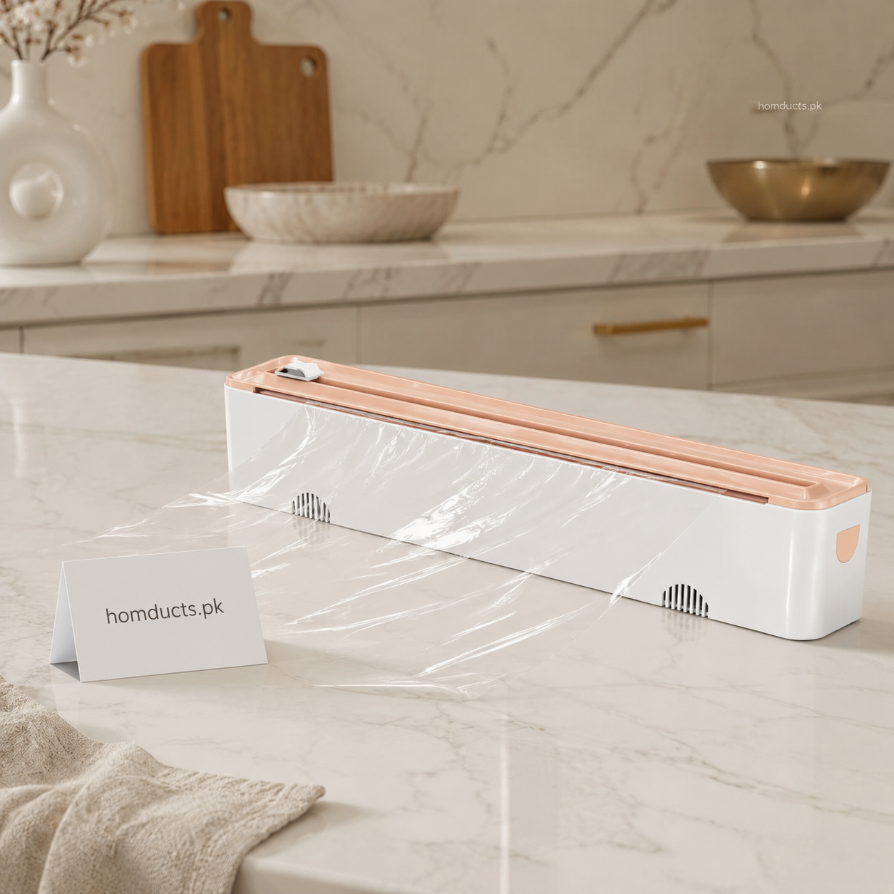 2-in-1 Cling Film & Foil Cutter Dispenser with Sliding Blade – Kitchen Wrap Organizer