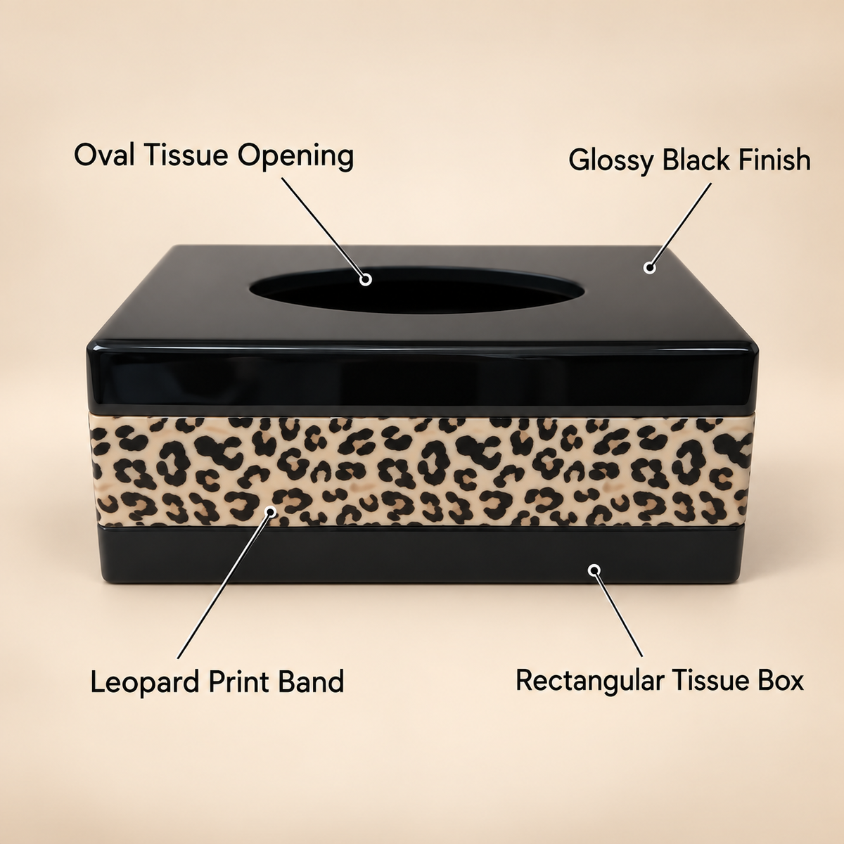 Black Leopard Print Tissue Box features
