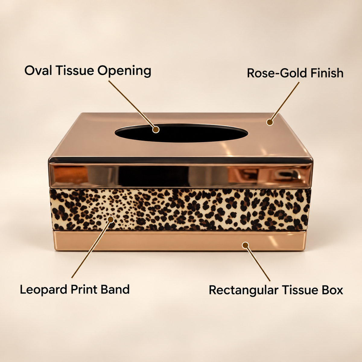 Bronze Mirrored Leopard Print Tissue Box features