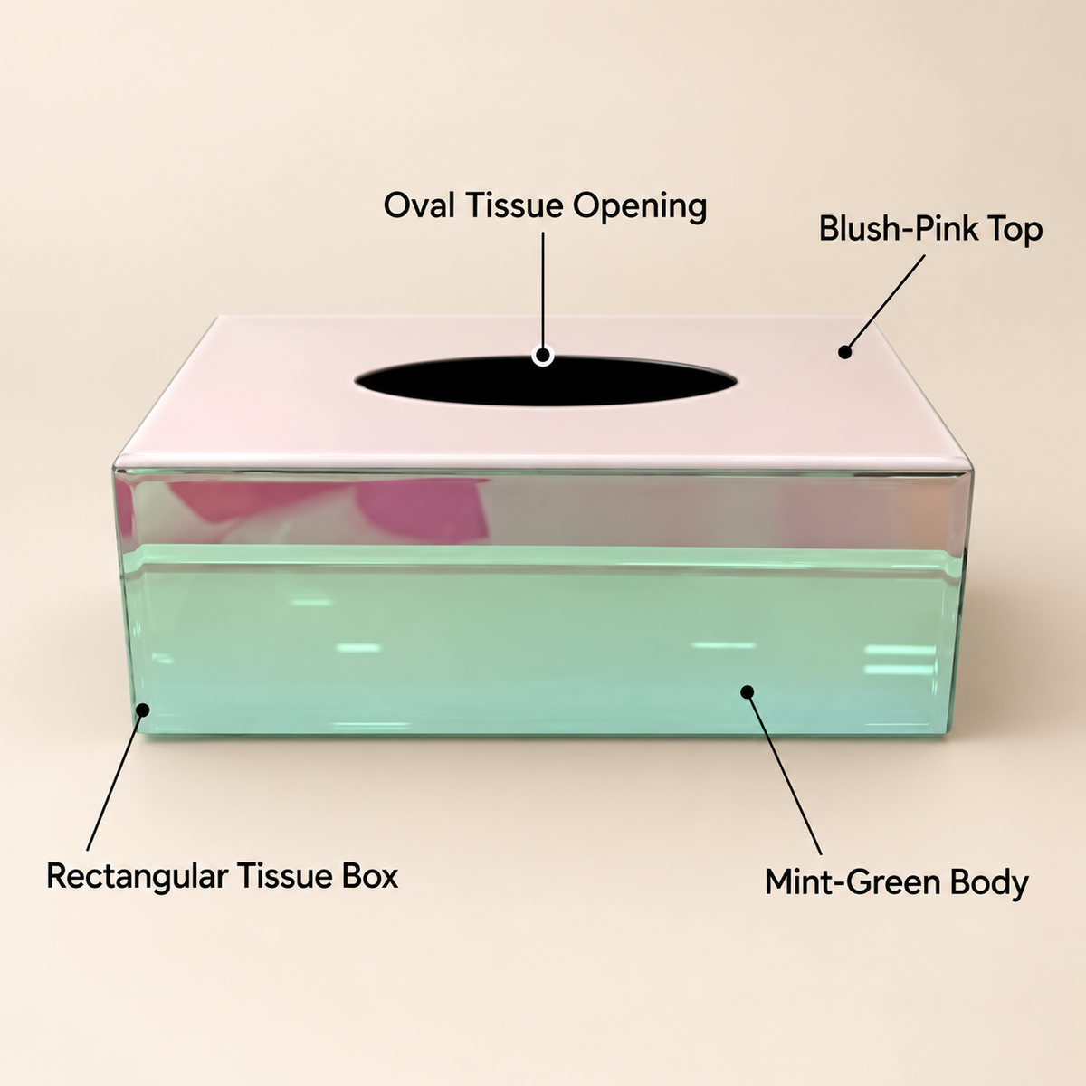 Pink & Mint Mirrored Tissue Box features