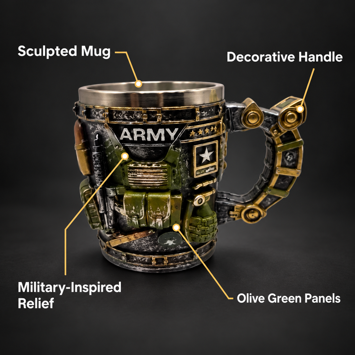 Military Army Relief Decorative Coffee Mug features