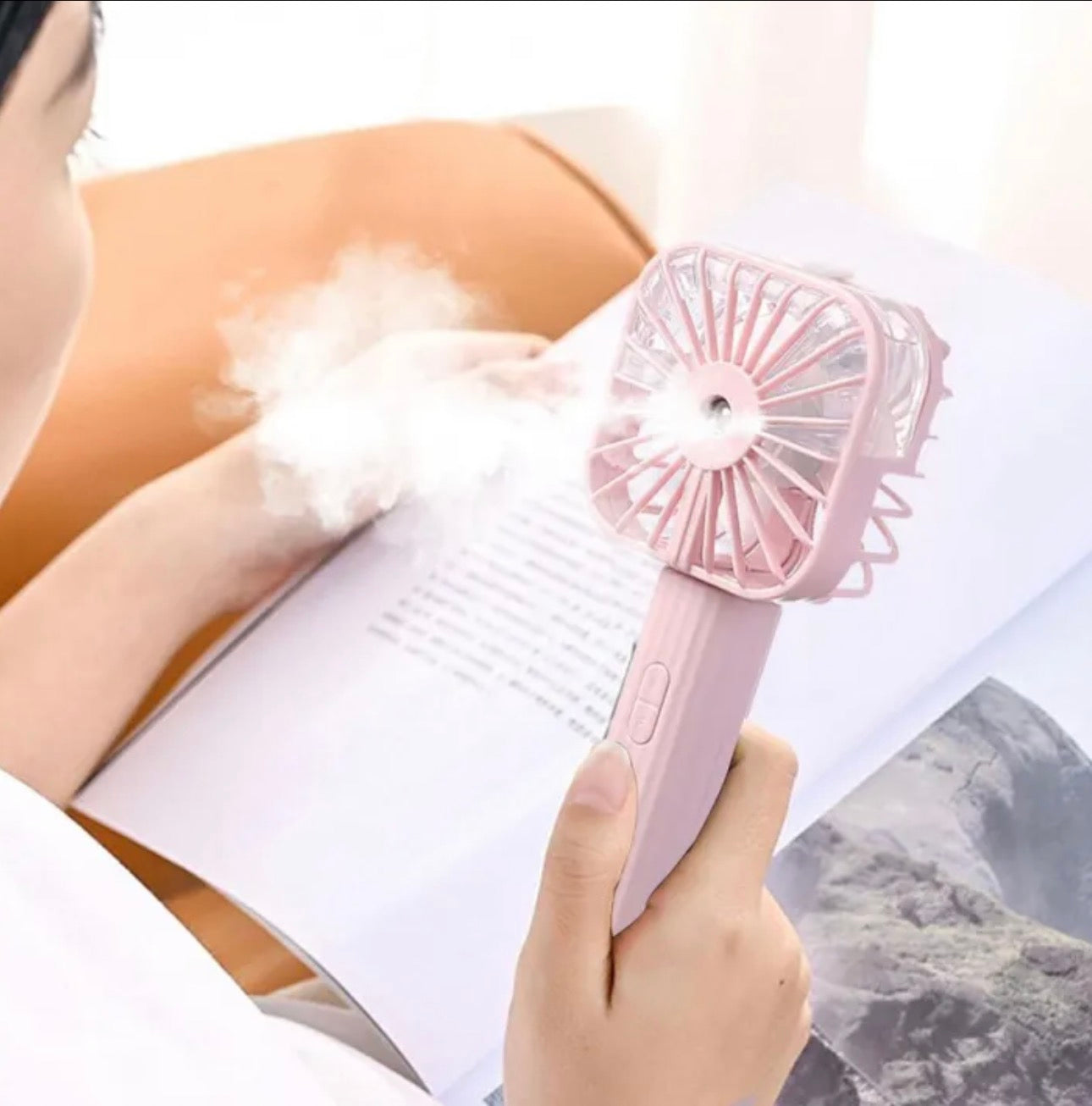 Premium Portable Handheld Mist Fan – Rechargeable Cooling Spray Fan for Summer