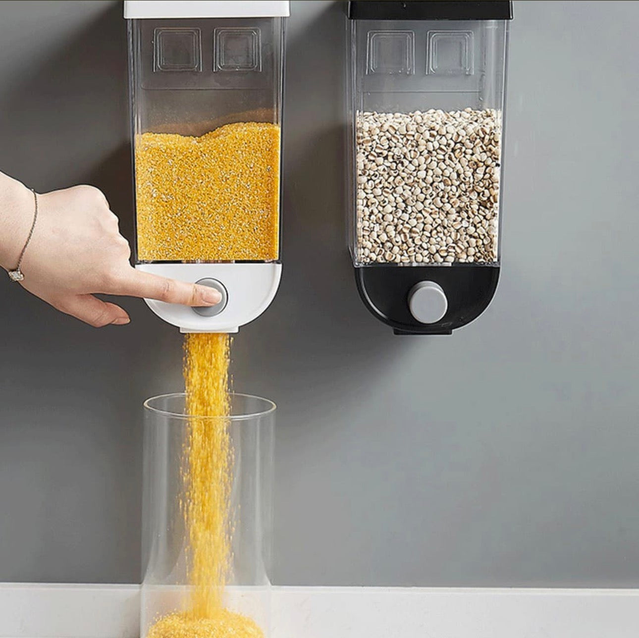 Premium Wall Mounted Grain & Cereal Dispenser – 1kg Kitchen Storage Container (1 Pc)