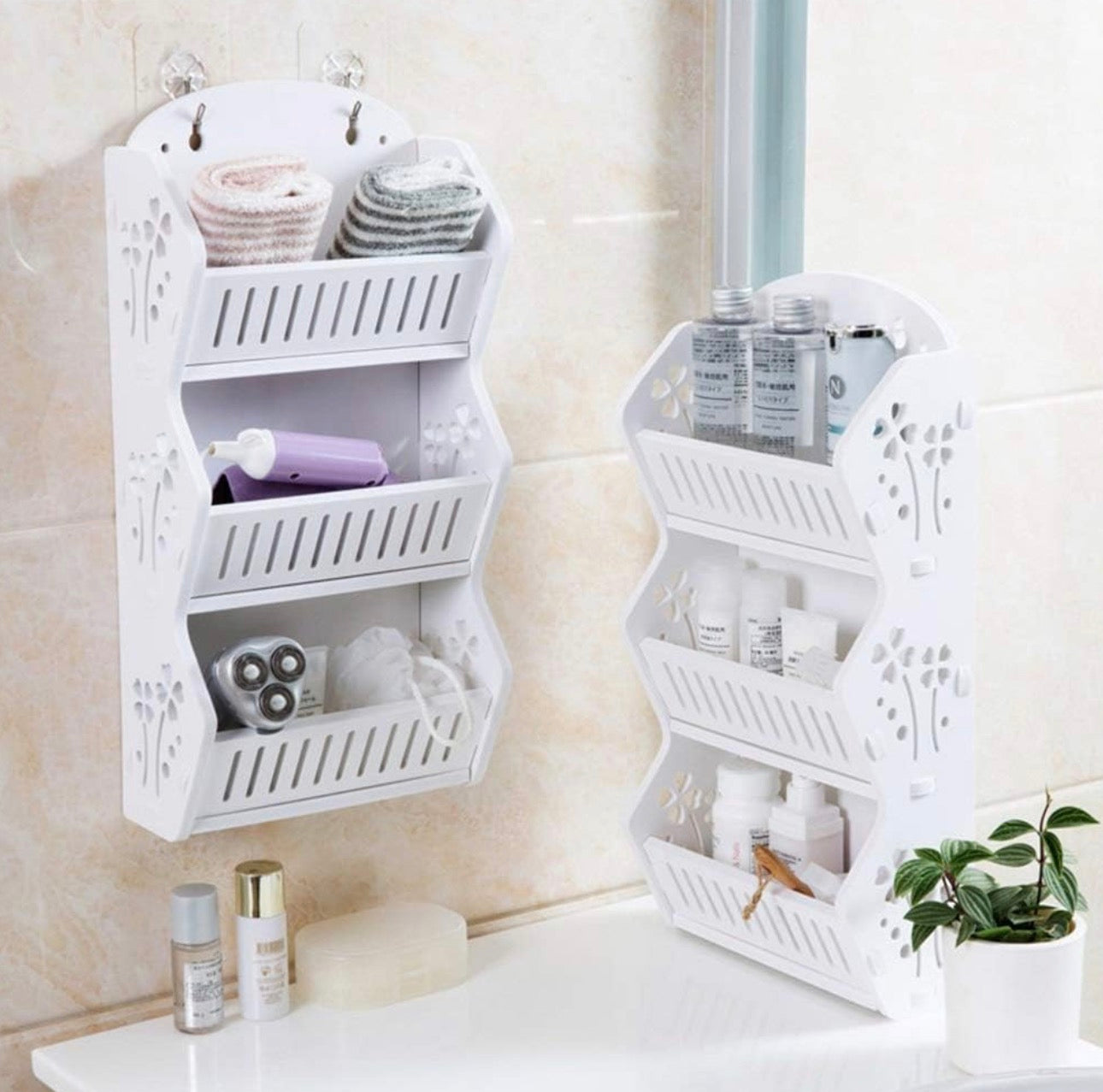 Wall Mounted Multi-Purpose Storage Organizer Rack – Space Saving Shelf for Home, Kitchen & Bathroom