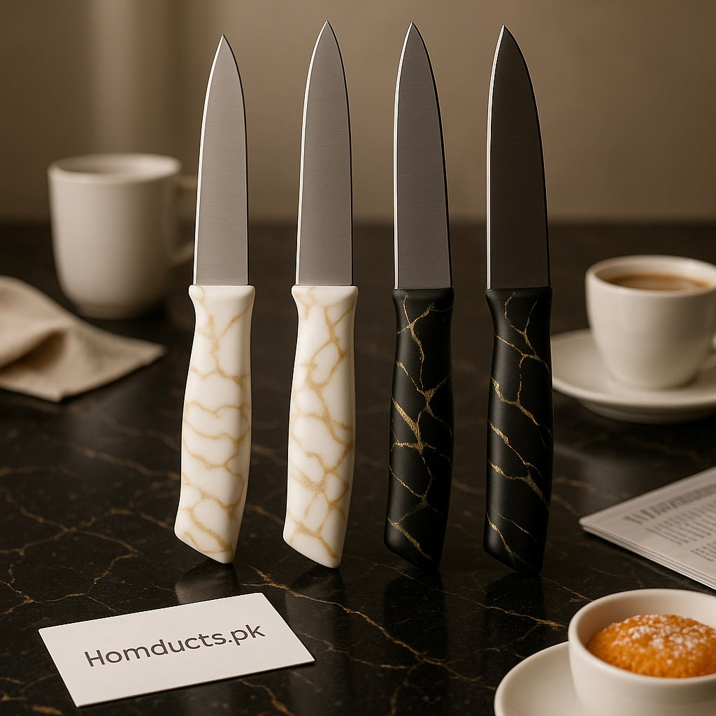 Luxury Marble Handle Knife Set – 4 Pcs Premium Stainless Steel Kitchen Knives