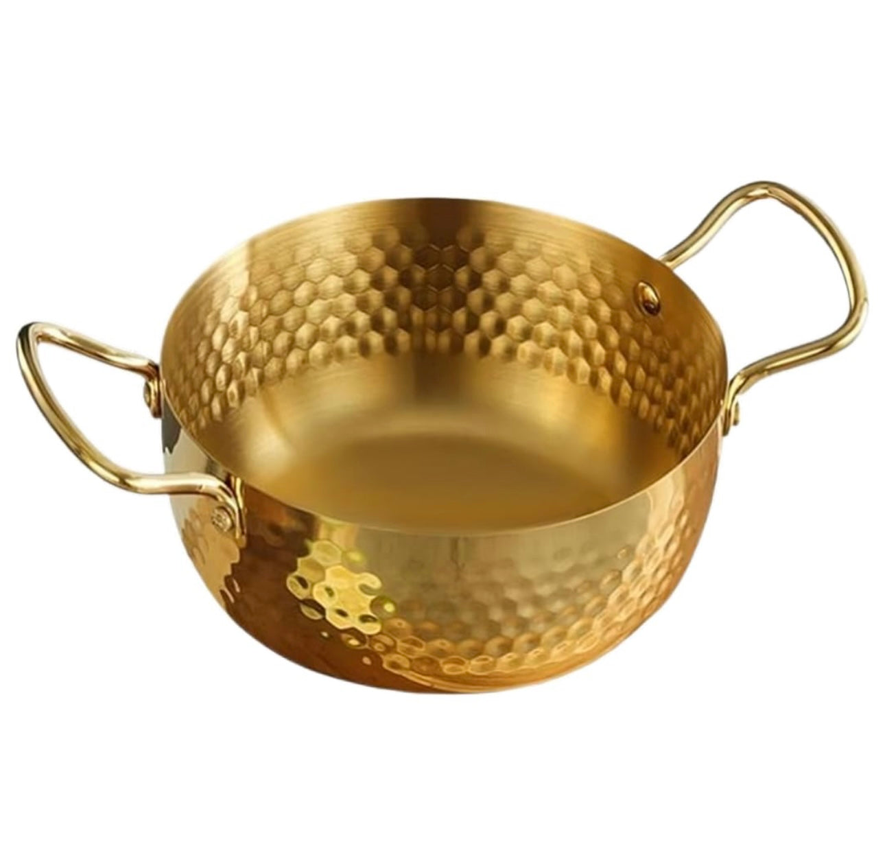 Luxury Golden Hammered Stainless Steel Noodle Pot with Double Handles – 16cm / 18cm