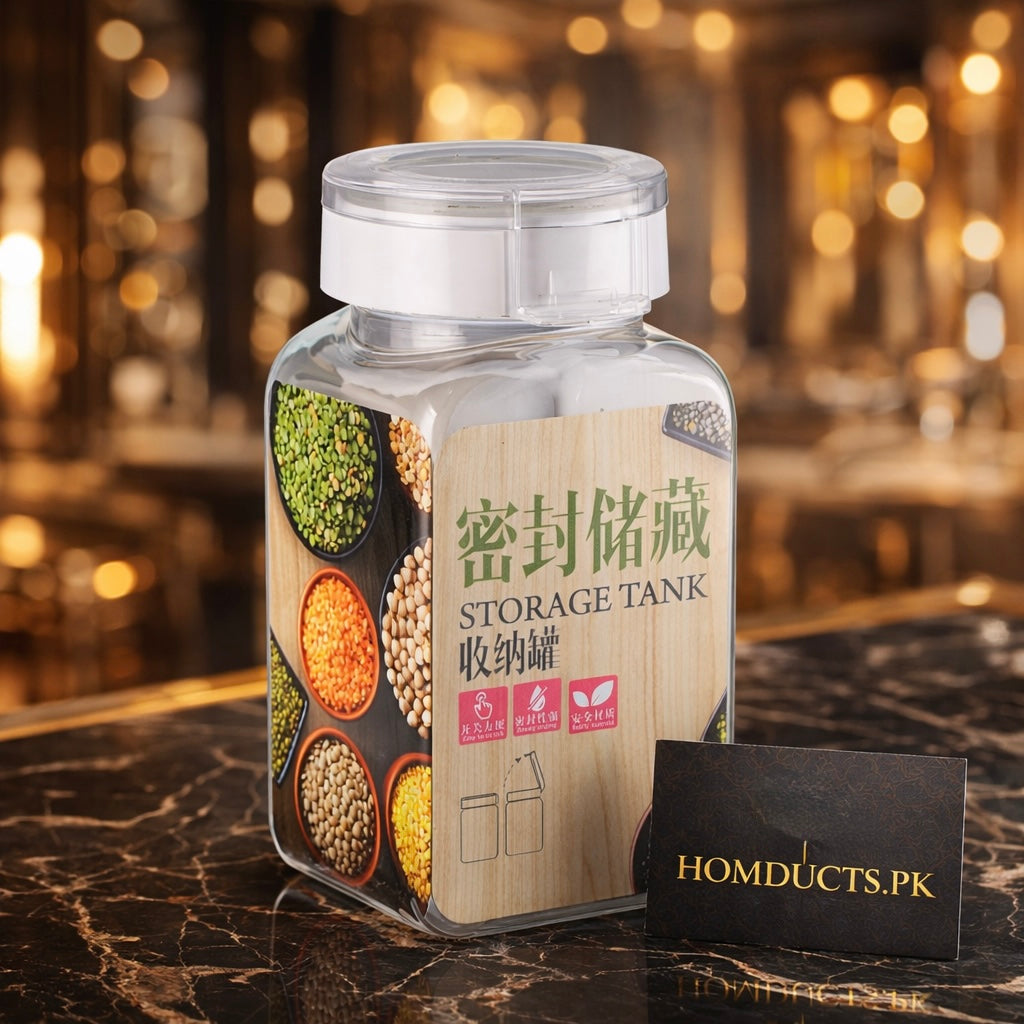 500ml Airtight Transparent Storage Jar with Lock Lid | Premium Kitchen Container – Homducts.pk