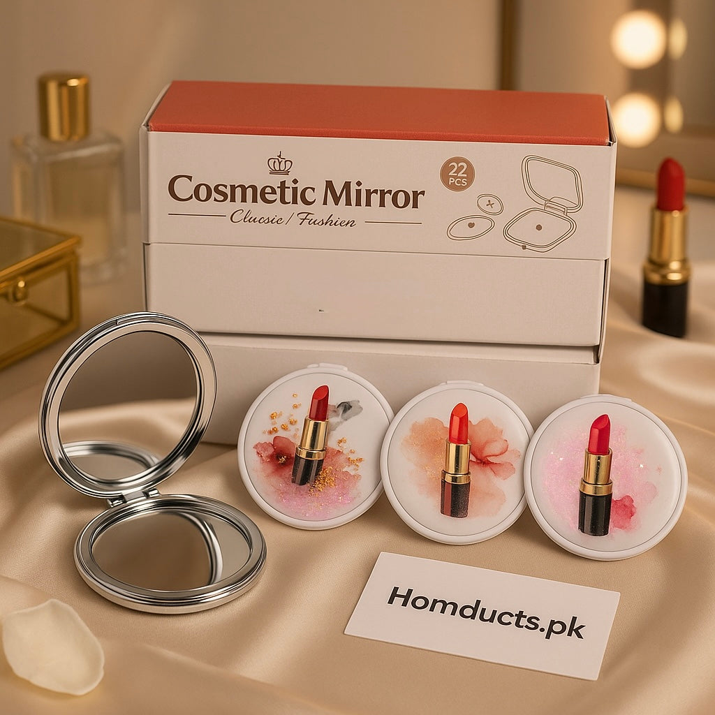 Luxury Lipstick Design Cosmetic Mirror – 2-in-1 Compact Travel Makeup Mirror
