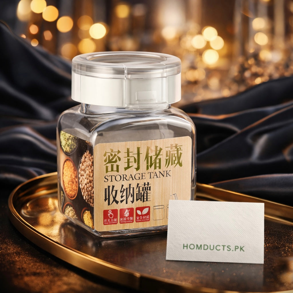 Luxury Airtight Kitchen Storage Jar – Premium Clear Food Container with Secure Lid | Homducts.pk