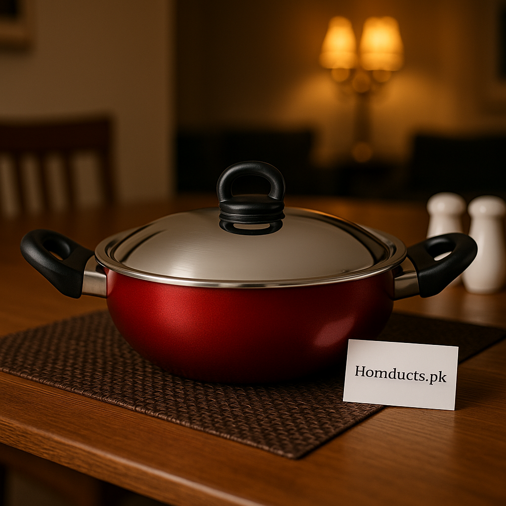 Premium Prestige Non-Stick Deep Karahi with Stainless Steel Lid – Heavy-Gauge Cooking Wok