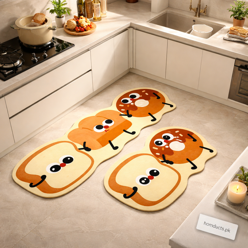 Cute Cartoon Kitchen Floor Mat Set – Non-Slip Absorbent Decorative Kitchen Rugs