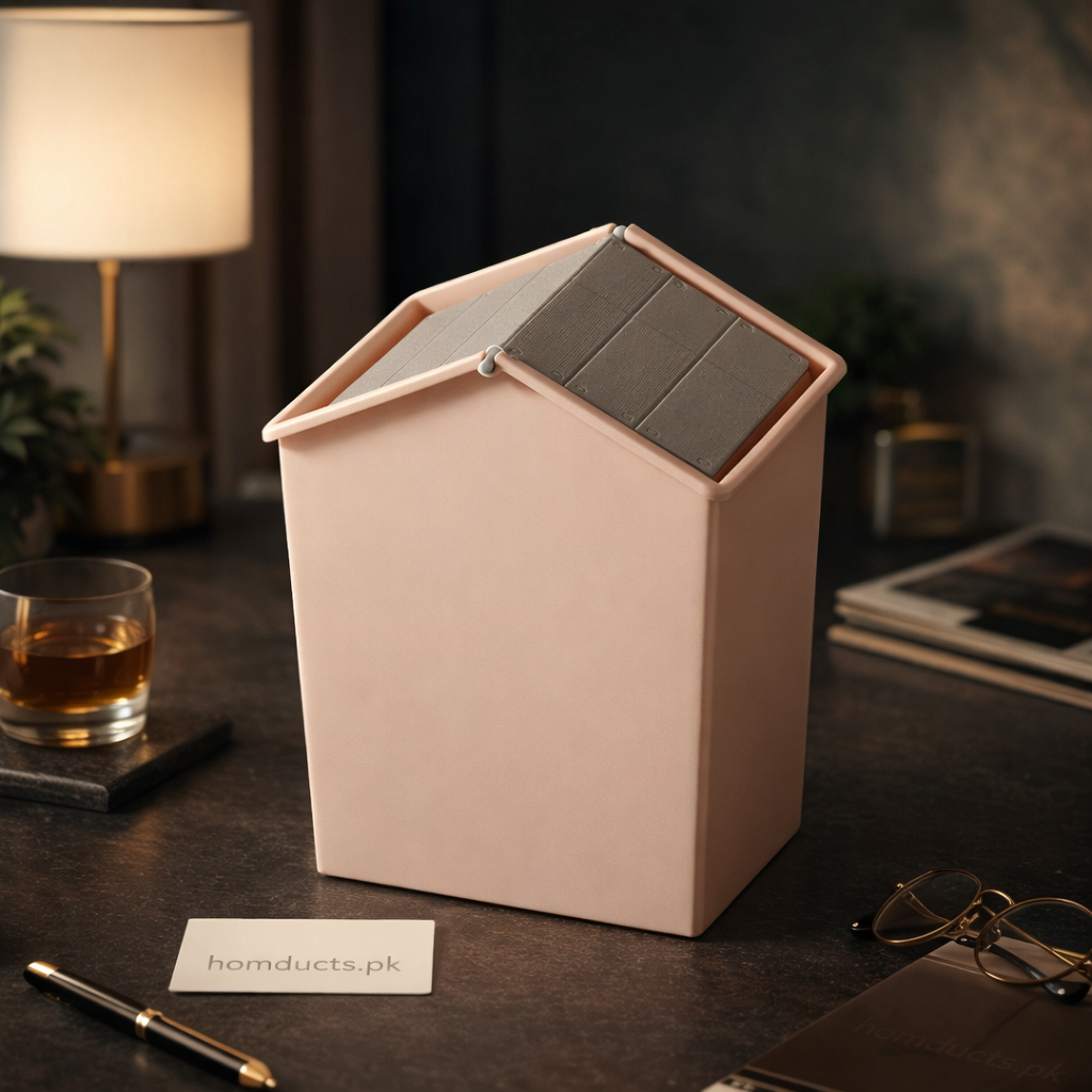 Luxury House-Shaped Swing Lid Mini Trash Bin – Desktop & Tabletop Organizer (1 Pc)
