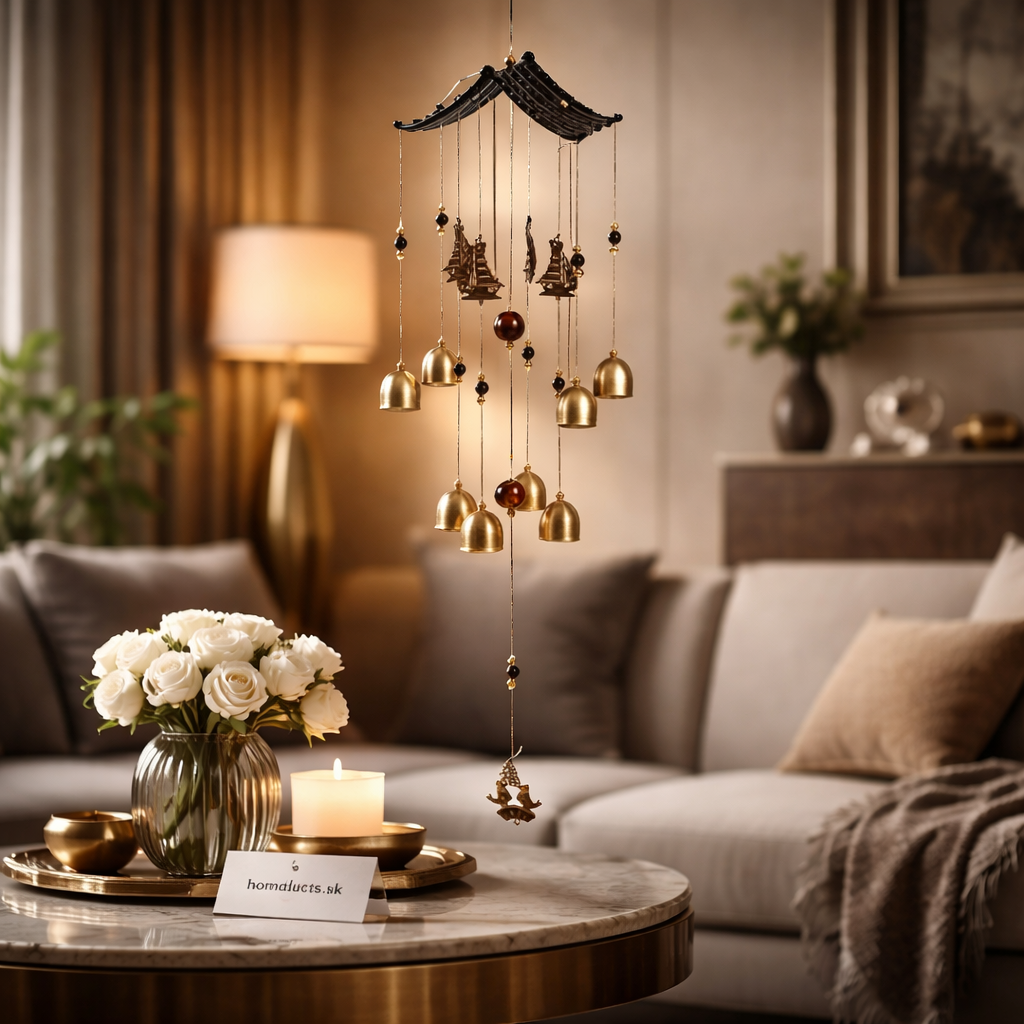 Luxury Brass Wind Chime Wall Hanging – Premium Decorative Home Accent