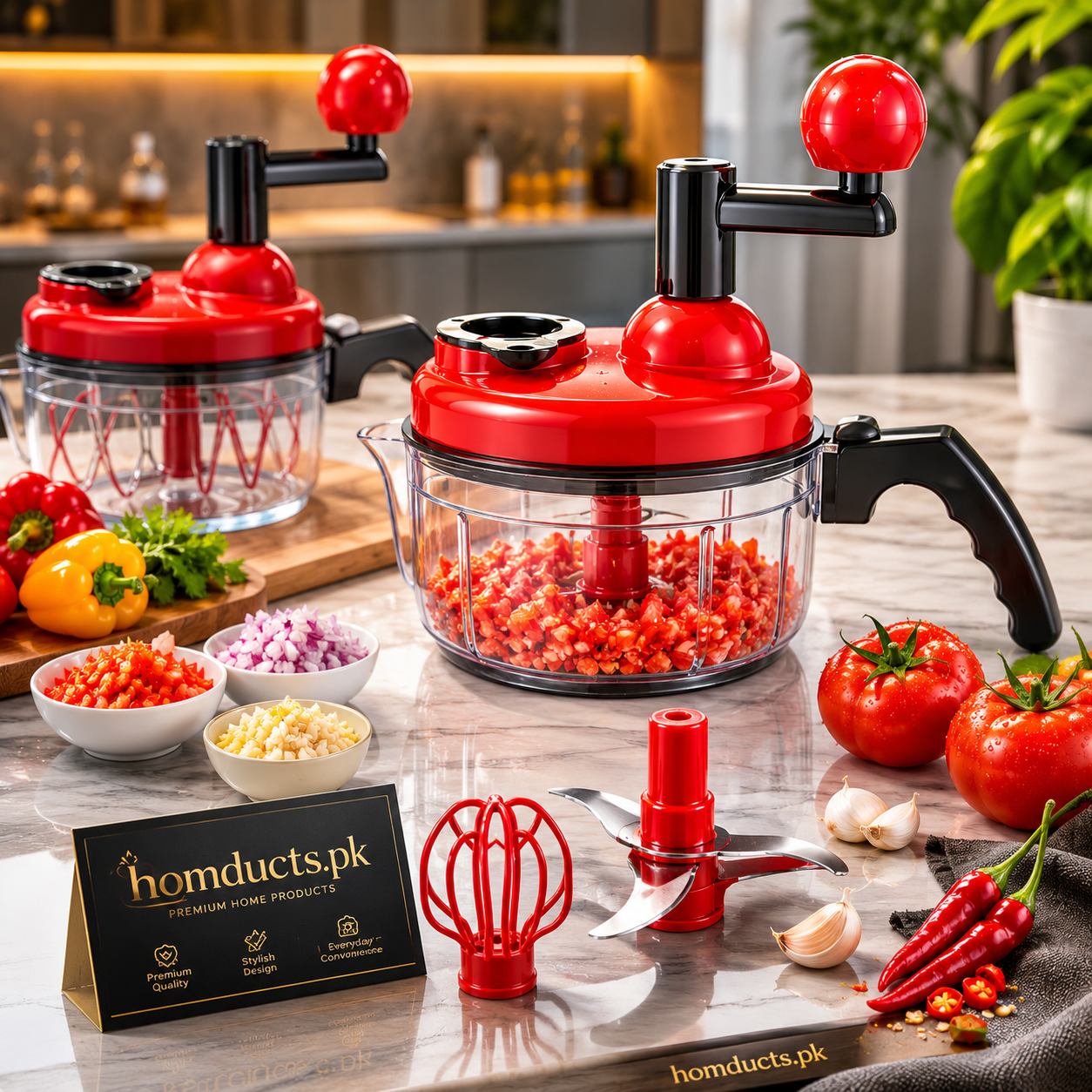 Luxury Premium Multifunctional Manual Food Chopper & Egg Whisk Kitchen Processor