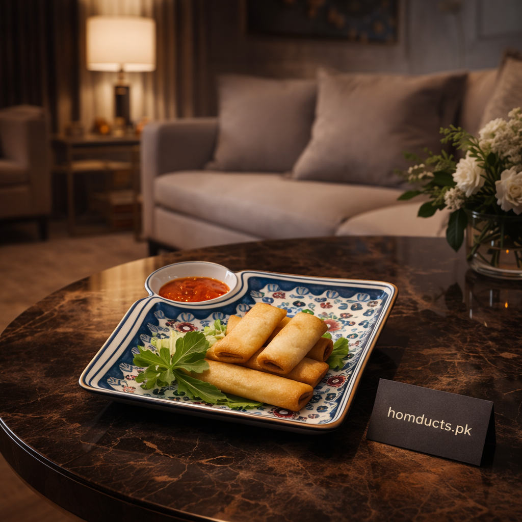 Luxury Ceramic Serving Platter with Built-In Dip Bowl – Premium Snack & Appetizer Tray
