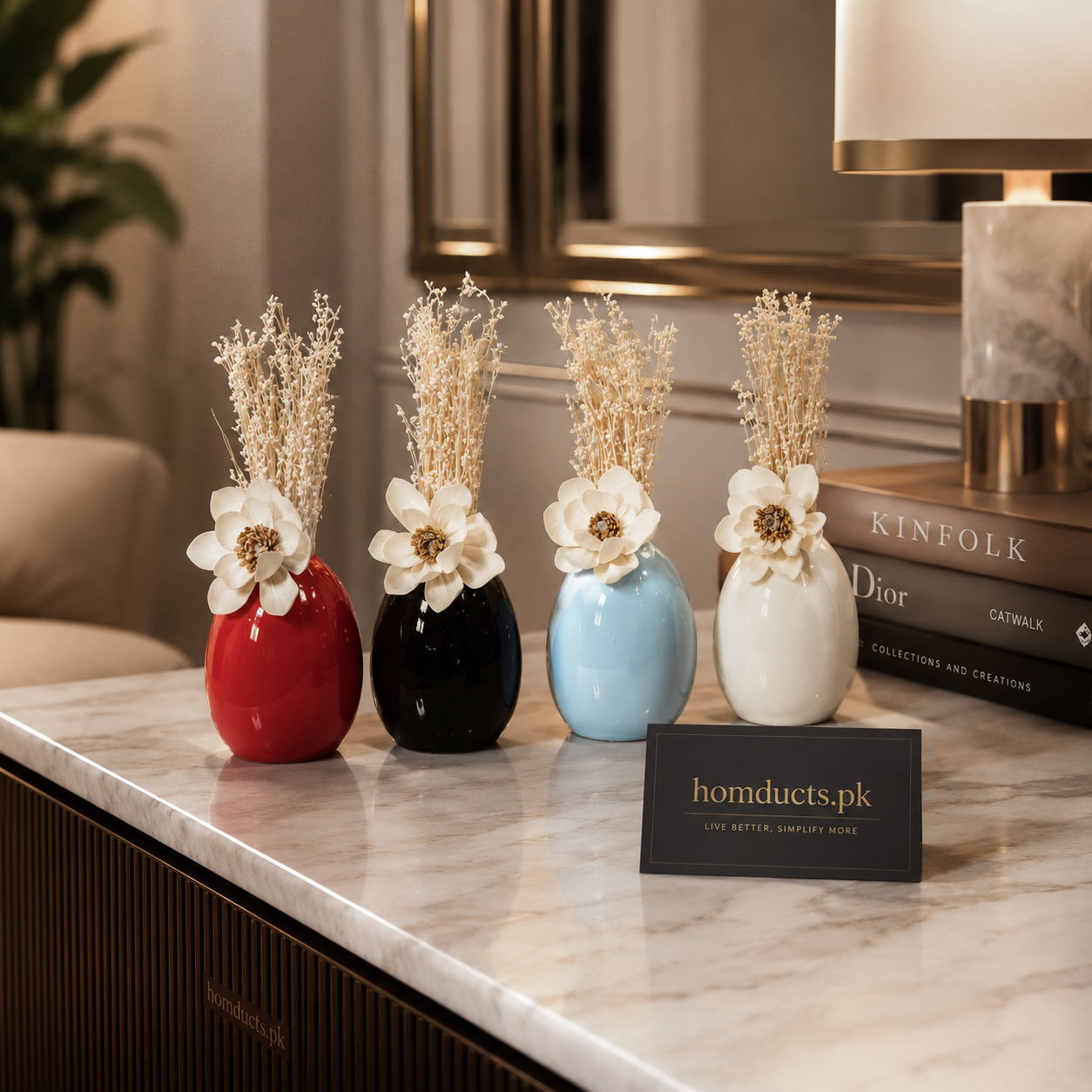 Luxury Ceramic Fragrance Flower Vase Diffuser – Elegant Decorative Aroma Vase for Home & Office Décor (1 PC)