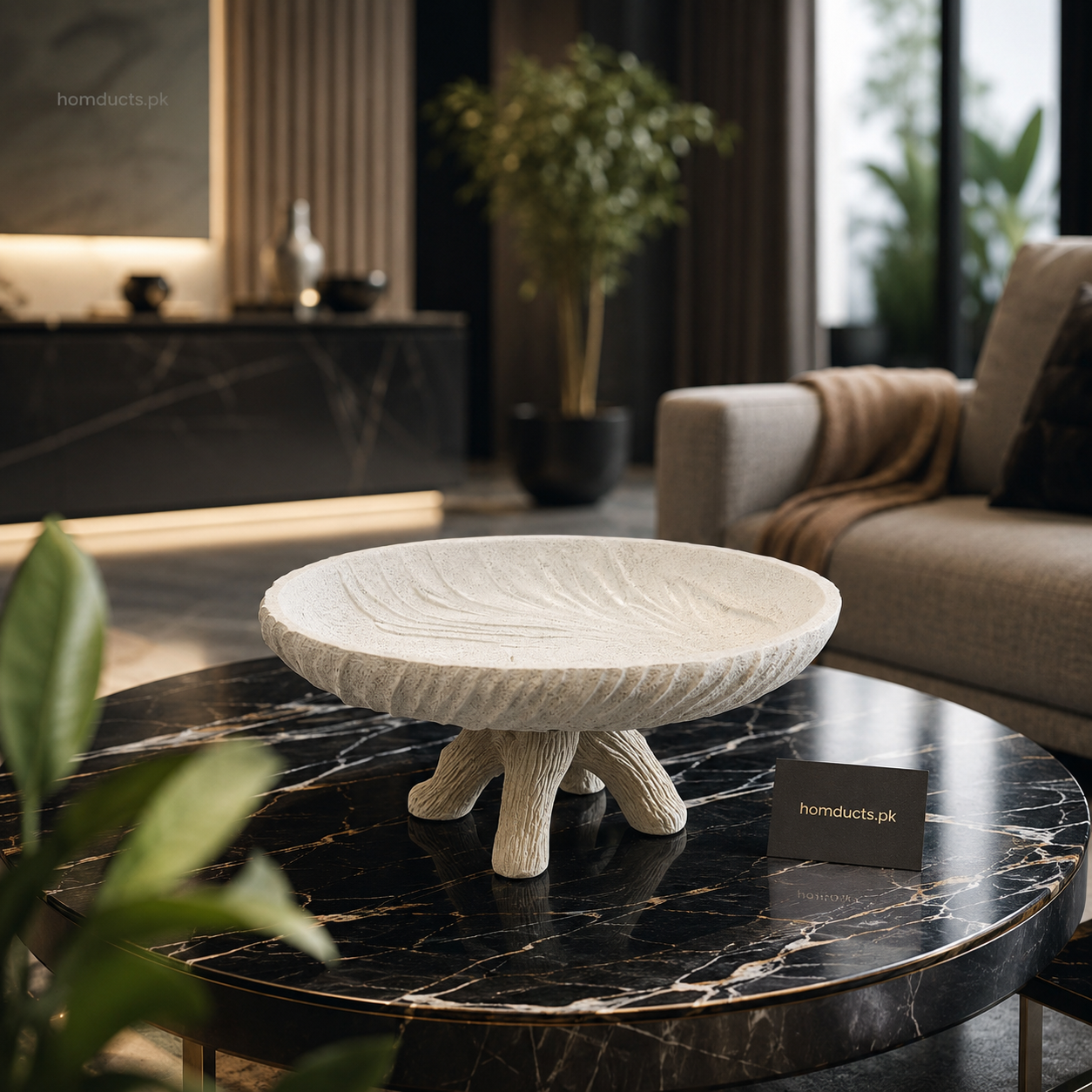 Luxury Textured Resin Decorative Fruit Bowl Stand for Modern Coffee Table & Dining Decor
