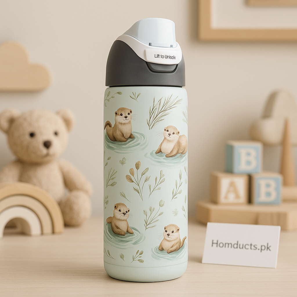 950ml Owala-Style Cute Otter Printed Water Bottle – Leakproof, Insulated, Flip-Top Sports Bottle