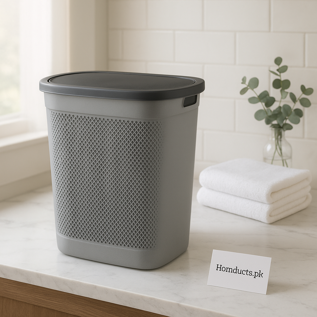Ziba Premium Mesh Laundry Basket with Lid – Large Breathable Clothes Storage Hamper