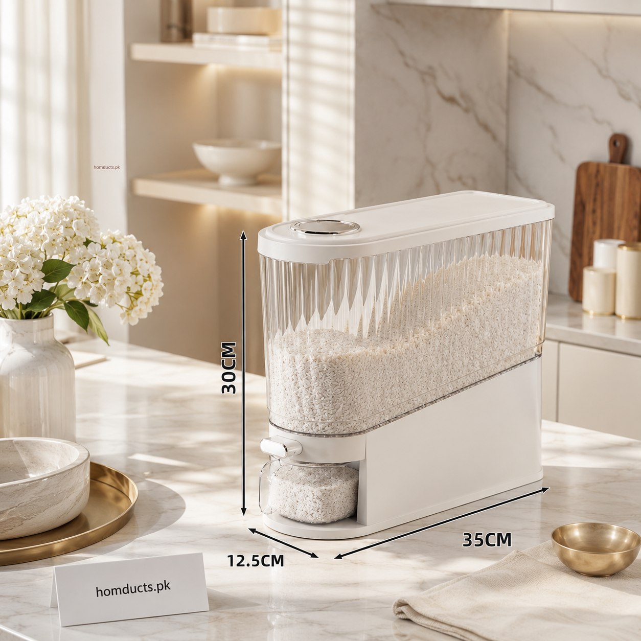 Premium Airtight Rice & Grain Dispenser – 5KG & 10KG Kitchen Storage Container