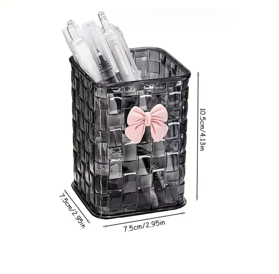 Luxury Acrylic Makeup Brush Organizer with Bow Design – Elegant Vanity Storage Holder