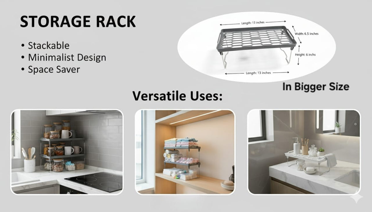 Foldable Shelf Organizer – Space-Saving Counter & Cabinet Rack