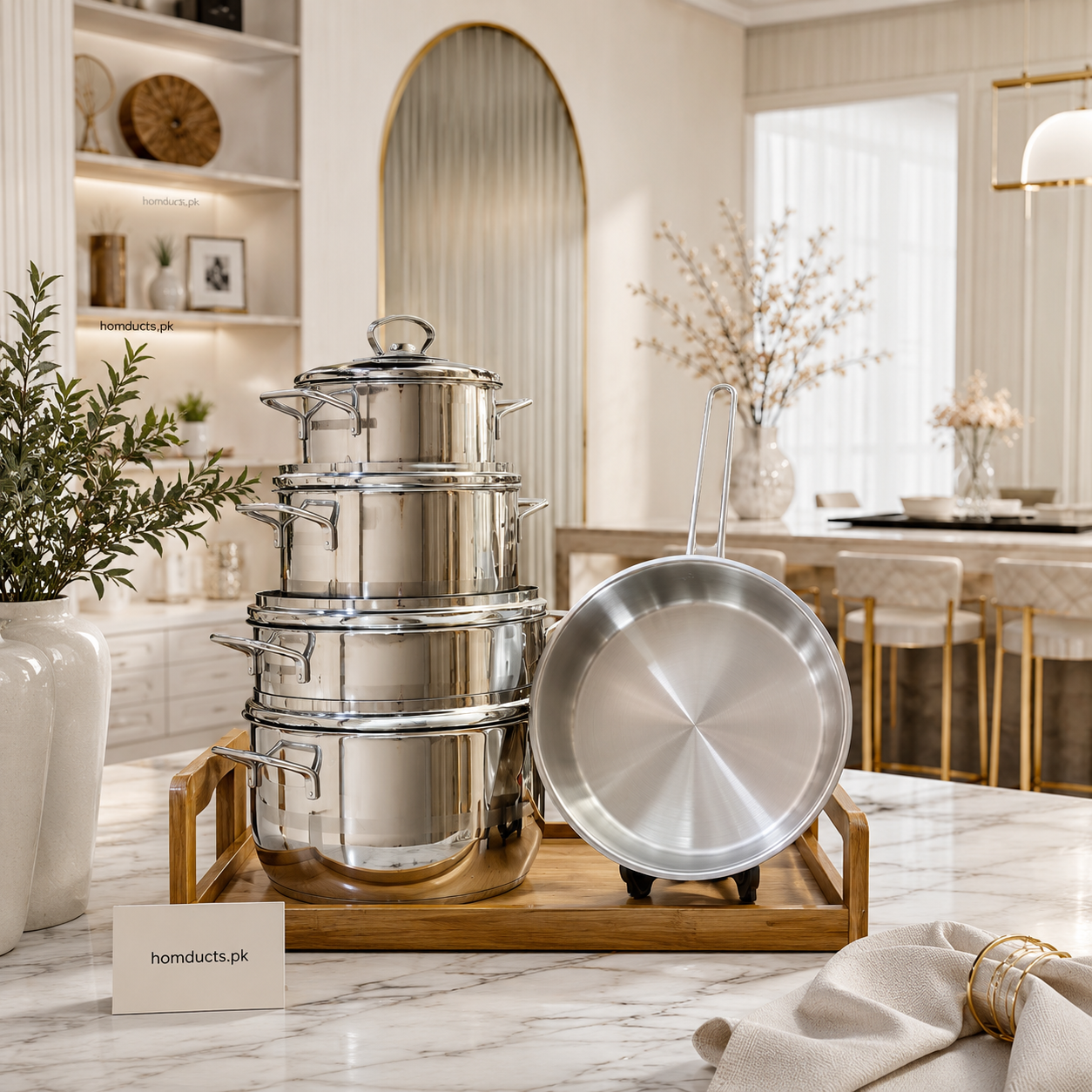Korkmaz Astra 9 Piece Stainless Steel Cookware Set by Homducts – Premium Luxury Kitchen Cookware