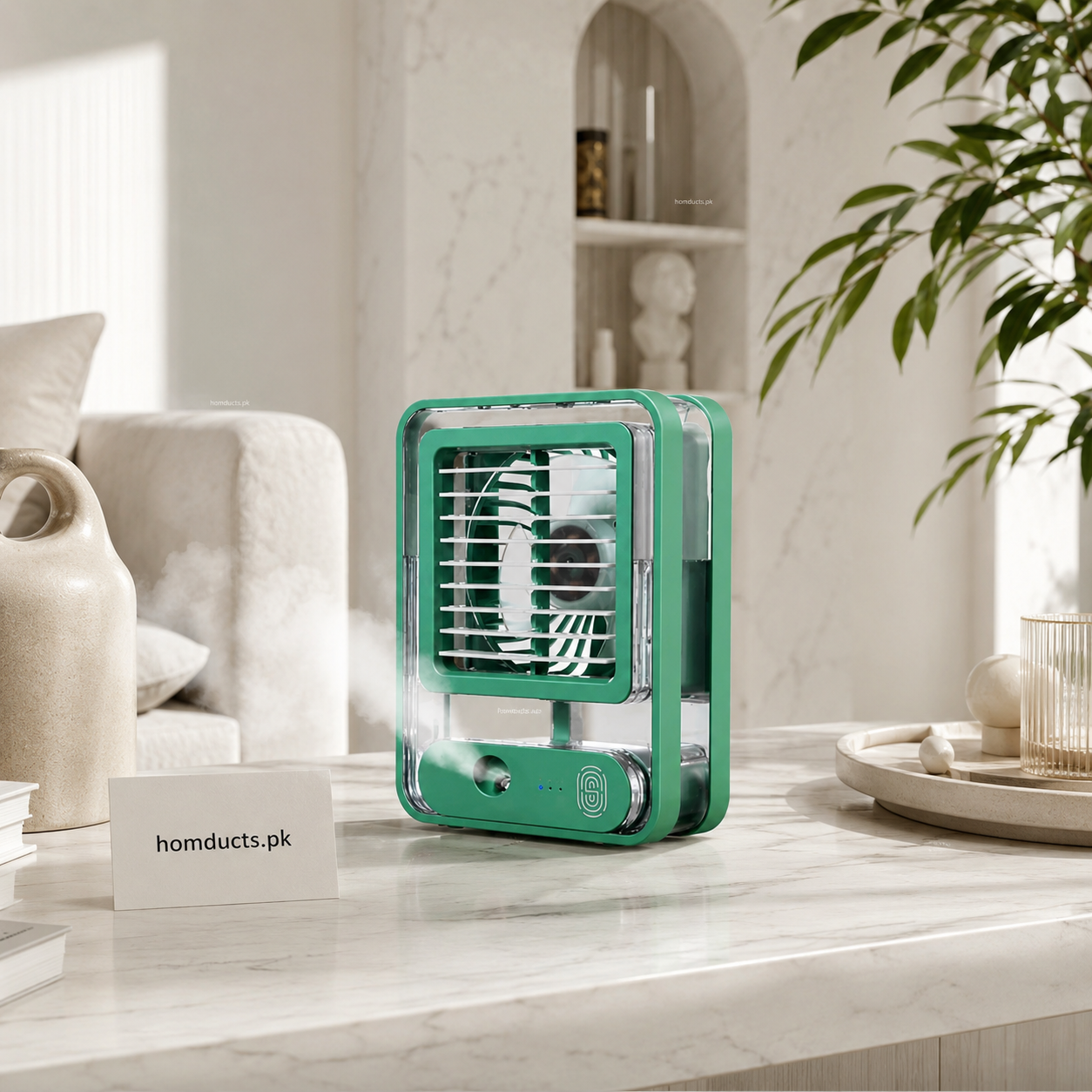 Homducts™ Portable Mist Cooling Fan – USB Rechargeable Mini Air Cooler & Humidifier