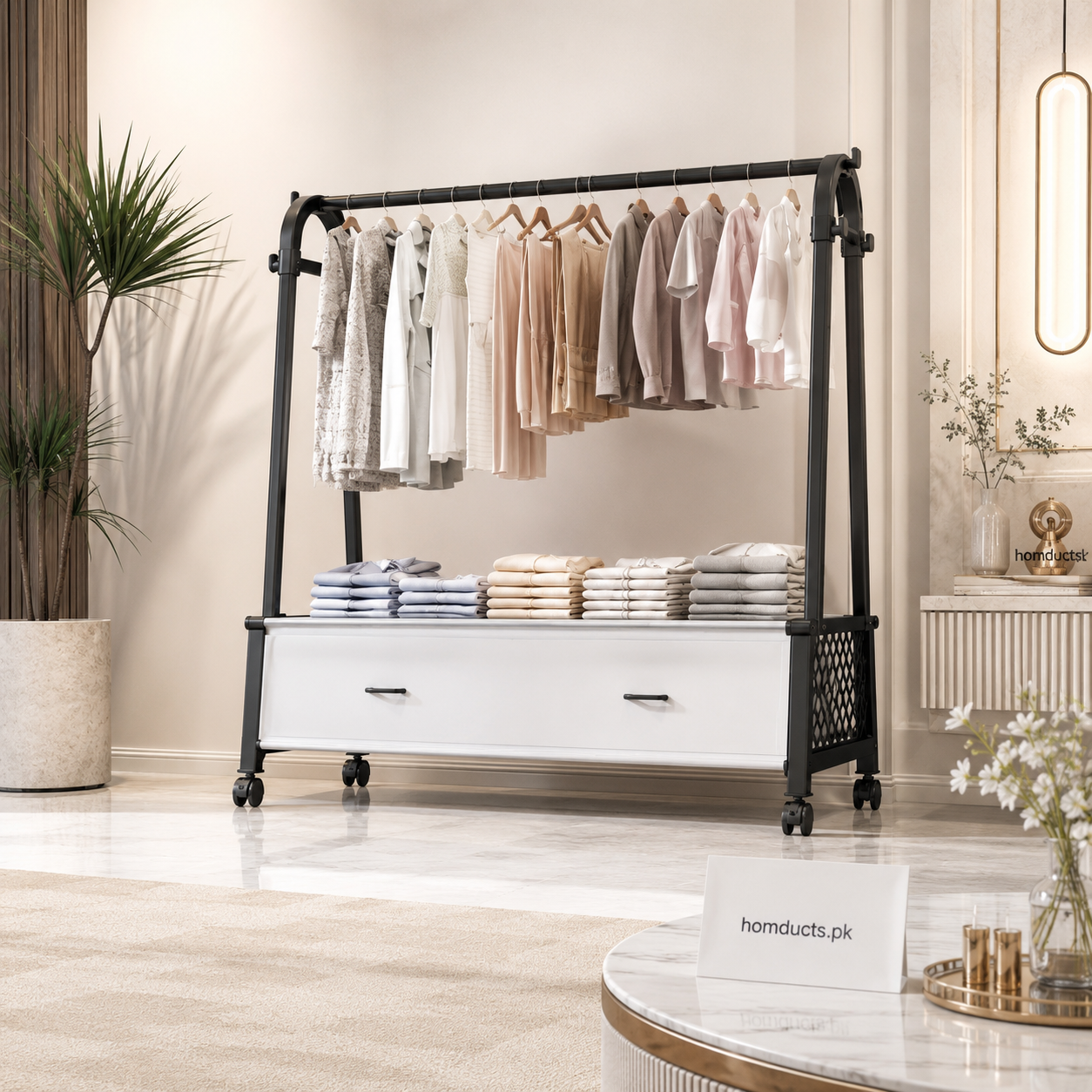 Luxury A-Frame Dustproof Clothes Rack with Storage Shelf & Wheels | Heavy-Duty Garment Organizer