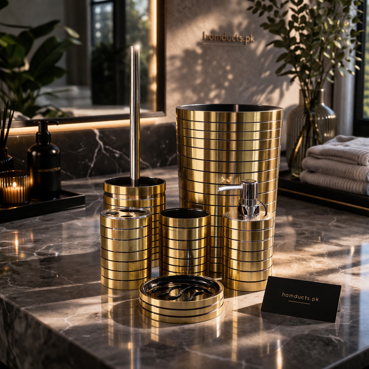 Luxury 6-Piece Bathroom Accessories Set – Elegant Countertop Organizer Collection