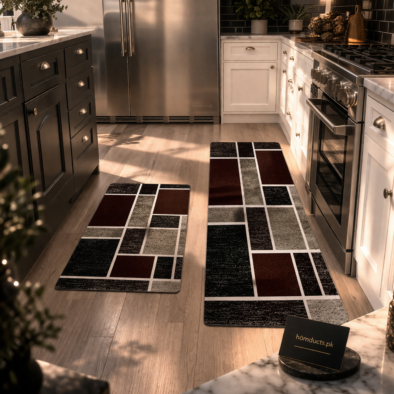 Luxury Anti-Slip Kitchen Floor Mat Set – Premium Absorbent Runner Rugs for Home & Kitchen (2 Pcs Set)