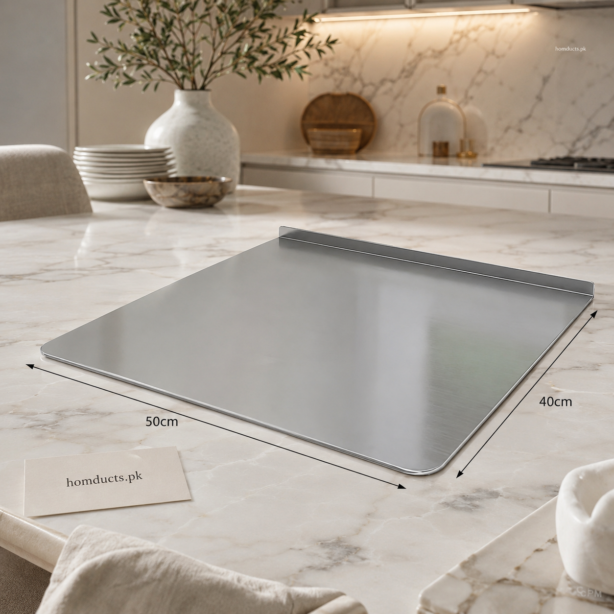 Premium Stainless Steel Multipurpose Dough Rolling & Kitchen Prep Board – Large 50x40cm Non-Stick Food Preparation Surface