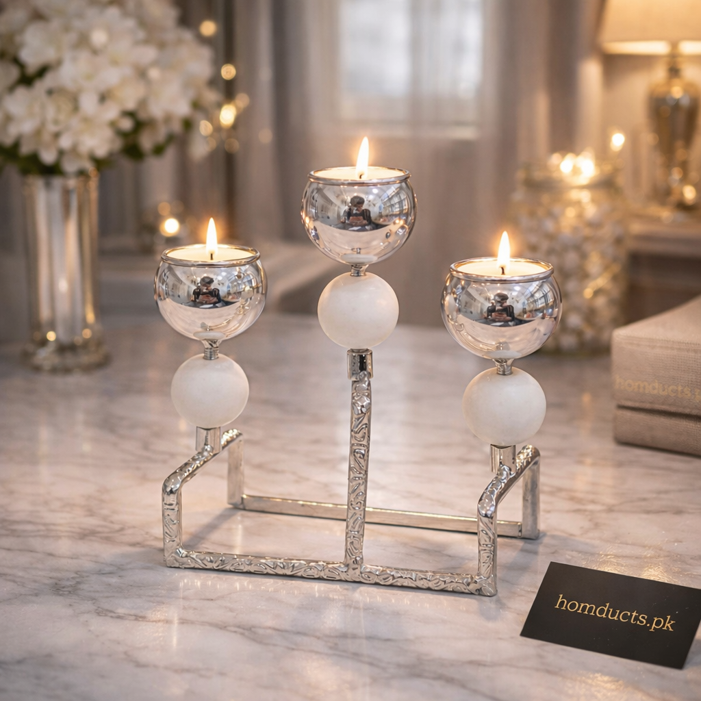 Luxury 3-Arm Crystal Metal Candle Stand Holder – Elegant Table Decor Centerpiece